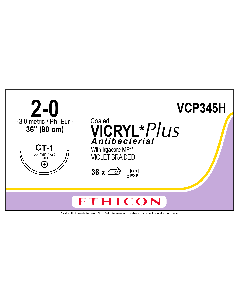 VCP345H - 2-0 COATED VICRYL PLUS VIOLET 1X36" CT-1 (90 cm) [Pack of 36]
