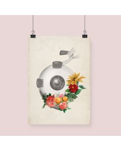 Vintage Floral Eye Anatomy Fine Art Framed Print With Mount A1 White [Pack of 1]
