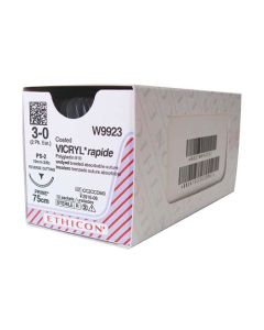 W9923 – VICRYL RAPID Absorbable Suture Undyed 3/0, 19mm 3/8 Circle Reverse Cutting Prime Needle [Pack of 12]