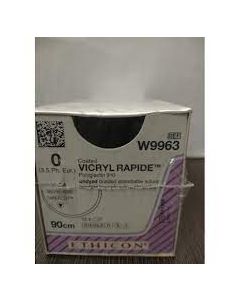 W9963 – VICRYL RAPID Absorbable Suture Undyed 0, 36mm ½ Circle, 90cm Tapercut Needle [Pack of 12]