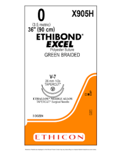 X905H - 0 ETHIBOND GREEN 1X36" V-7 DOUBLE ARMED (90 cm) [Pack of 36]