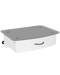 Provita Glass Monitor Shelf With 1 Drawer, With Two Medical Rail Clamps And Wall Supports