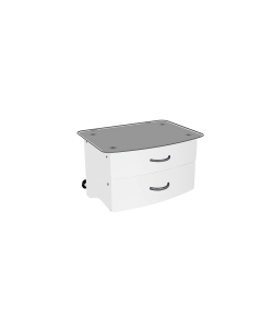 Provita Glass Monitor Shelf With 2 Drawers, With Two Medical Rail Clamps And Wall Supports