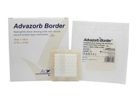 Advazorb Hydrophilic Foam Dressing with Silicone Layer & Border 10cm x 10cm [Pack of 10]