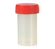 AW 60Cc Specimen Container With Red Screw On Cap. 35 x 70mm