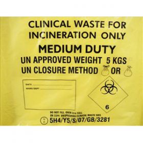 Small Yellow Medium Duty Clinical Waste Bag X Roll of 50