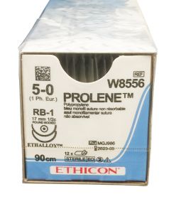 ETHICON PROLENE SUTURES BLUE NON ABSORBABLE 5/0, 17MM, 1/2 TAPER POINT NEEDLE [PACK OF 12]