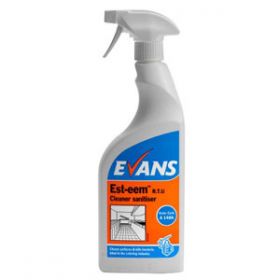 Evans Esteem Detergent Sanitiser Unperfumed Trigger Spray 750ml [Pack of 6] 