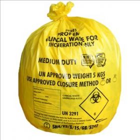 Clinical Waste Bag Yellow On Roll Medium Guesseted Capacity 5kg [Pack of 50] 