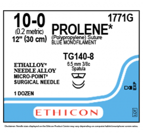 ETHICON PROLENE BLUE SUTURE 1X12" (30 cm) TG140-8 DOUBLE ARMED 10-0 1771G [Pack of 12] 