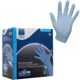 Nitrile Blue Sterile Powder Free, Latex Free Gloves Small [Pack of 50]