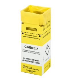Clinisafe 12 Litre Cardboard Carton (YELLOW) [Pack of 10]