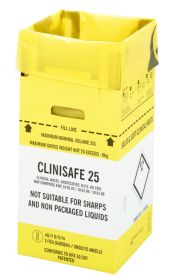 Clinisafe 25 Litre Cardboard Carton (YELLOW) [Pack of 10]