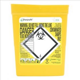 Sharps container disposal - 0.3 litre yellow lid