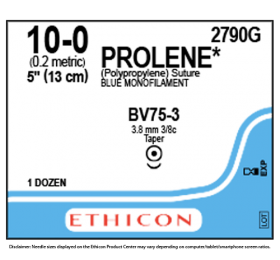 ETHICON PROLENE BLUE SUTURE 1X5" (13 cm) BV75-3 10-0 2790G [Pack of 12]