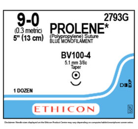 ETHICON PROLENE BLUE SUTURE 1X5" (13 cm) BV100-4 9-0 2793G [Pack of 12]