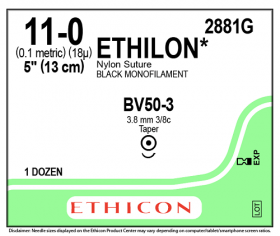 ETHICON PROLENE SUTURE BLACK 1X5" (13 cm) BV50-3 11-0 2881G [Pack of 12]