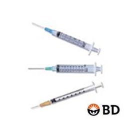 BD Plastipak 300015 1ml Syringe with 26G x 0.375" Needle [Pack of 100] 