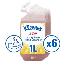 6387 Kleenex Botanics Joy Luxury Foam Hand Cleanser Refill Cassettes Red 1 Litre [Pack of 6]