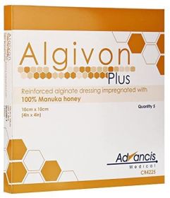Algivon Plus Reinforced Alginate with honey 10cm x 10cm [Pack of 5]