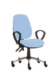 ﻿Consultation Chair with Arms & Chrome Base - (Anti-bacterial Vinyl) Sun-CHA21-HSA-Cool Blue [Pack of 1]