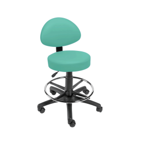 Gas-lift Stool with Back-Rest & Foot Ring-Mint [Pack of 1]
