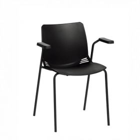 ﻿﻿﻿﻿Neptune Visitor Chair, With Arms - Black Moulded Seat [Pack of 1]
