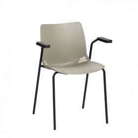﻿﻿﻿﻿Neptune Visitor Chair, With Arms - Grey Moulded Seat [Pack of 1]
