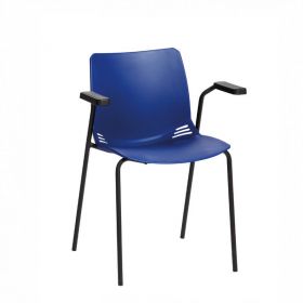﻿﻿﻿﻿Neptune Visitor Chair, With Arms - Blue Moulded Seat [Pack of 1]