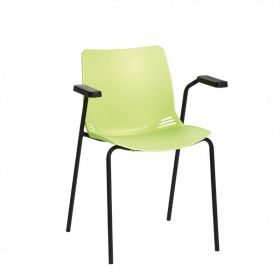 ﻿﻿﻿﻿Neptune Visitor Chair, With Arms - Green Moulded Seat [Pack of 1]
