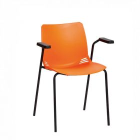 ﻿﻿﻿﻿Neptune Visitor Chair, With Arms - Orange Moulded Seat [Pack of 1]