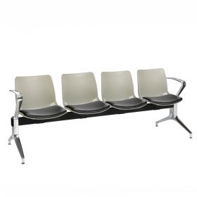 Neptune Visitor 4 Seat Module - 4 Grey Moulded Seats ?with Black Vinyl Upholstered Seat Pads