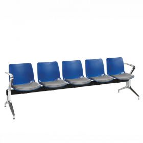 ﻿﻿﻿Neptune Visitor 5 Seat Module - 5 Blue Moulded Seats ﻿with Grey Vinyl Upholstered Seat Pads [Pack of 1]