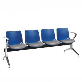 Neptune Visitor 4 Seat Module - 4 Blue Moulded Seats ?with Grey Vinyl Upholstered Seat Pads