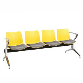 Neptune Visitor 4 Seat Module - 4 Yellow Moulded Seats ?with Grey Vinyl Upholstered Seat Pads