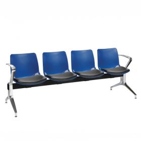 Neptune Visitor 4 Seat Module - 4 Blue Moulded Seats ?with Black Vinyl Upholstered Seat Pads