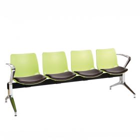 Neptune Visitor 4 Seat Module - 4 Green Moulded Seats ?with Black Vinyl Upholstered Seat Pads