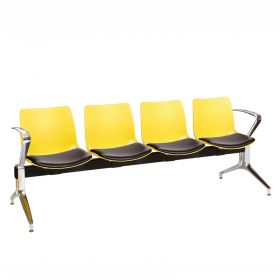 Neptune Visitor 4 Seat Module - 4 Yellow Moulded Seats ?with Black Vinyl Upholstered Seat Pads