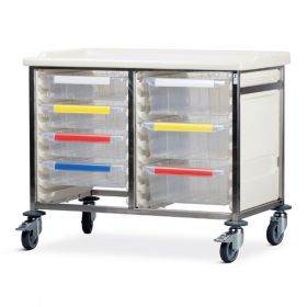 Bristol Maid Caretray Trolley - Stainless Steel - Double Column - 800mm High