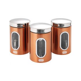 ADDIS COPPER FINISH CANISTERS PK3