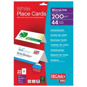 DECADRY PLACE CARD 210X63.5MM WHITE