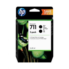 HP 711 INK CART BLK 80ML TWIN PACK