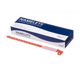 Namelets ID Bracelets Adult Write-On Red X 100  [1 Pack Of 100 Bands]