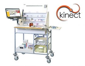 Kinect EPMA Station - Large Ward Drug Trolley with Storage Tray Sun-KES11 White [Pack of 1]