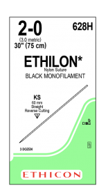 ETHICON ETHILON NYLON SUTURE BLACK MONOFILAMENT 1X30" (75 cm) KS 2-0 628H [Pack of 36]