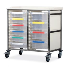 Bristol Maid Caretray Trolley - Stainless Steel - Double Column - 1000mm High