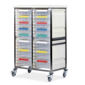 Bristol Maid Caretray Trolley - Stainless Steel - Double Column - 1400mm High