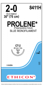 ETHICON PROLENE BLUE MONOFILAMENT SUTURE 1X30" (75 CM) CT-2 2-0 8411H [PACK OF 36]