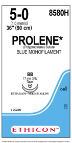 ETHICON PROLENE BLUE MONOFILAMENT SUTURE 1X36" (90 cm) BB DOUBLE ARMED 5-0 8580H [Pack of 36]