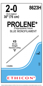 ETHICON PROLENE BLUE MONOFILAMENT SUTURE 1X30" (75 cm) KS 2-0 8623H [Pack of 36]